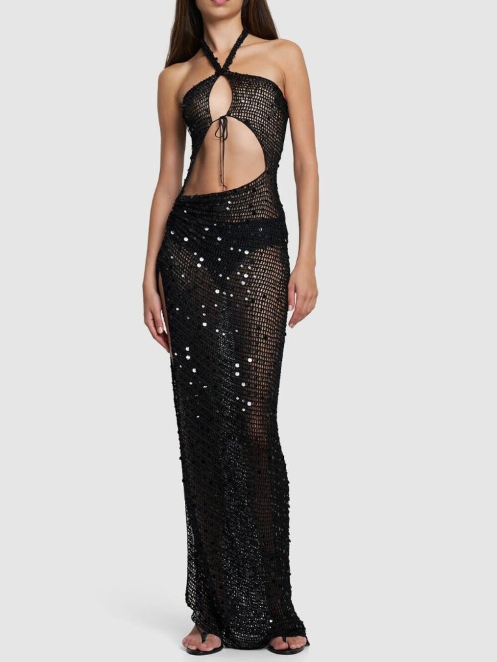 AYA MUSE - Knit Cut Out Long Black Dress
